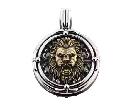 An ancient lions 925 Sterling Silver pendant with patterns 643