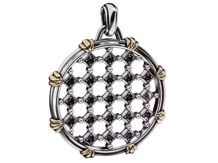 Antique diamond 925 Sterling Silver pendant 694