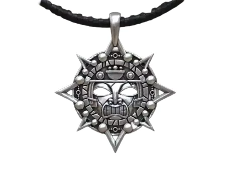 Aztec Mayan sun 925 Sterling Silver pendant necklace silver