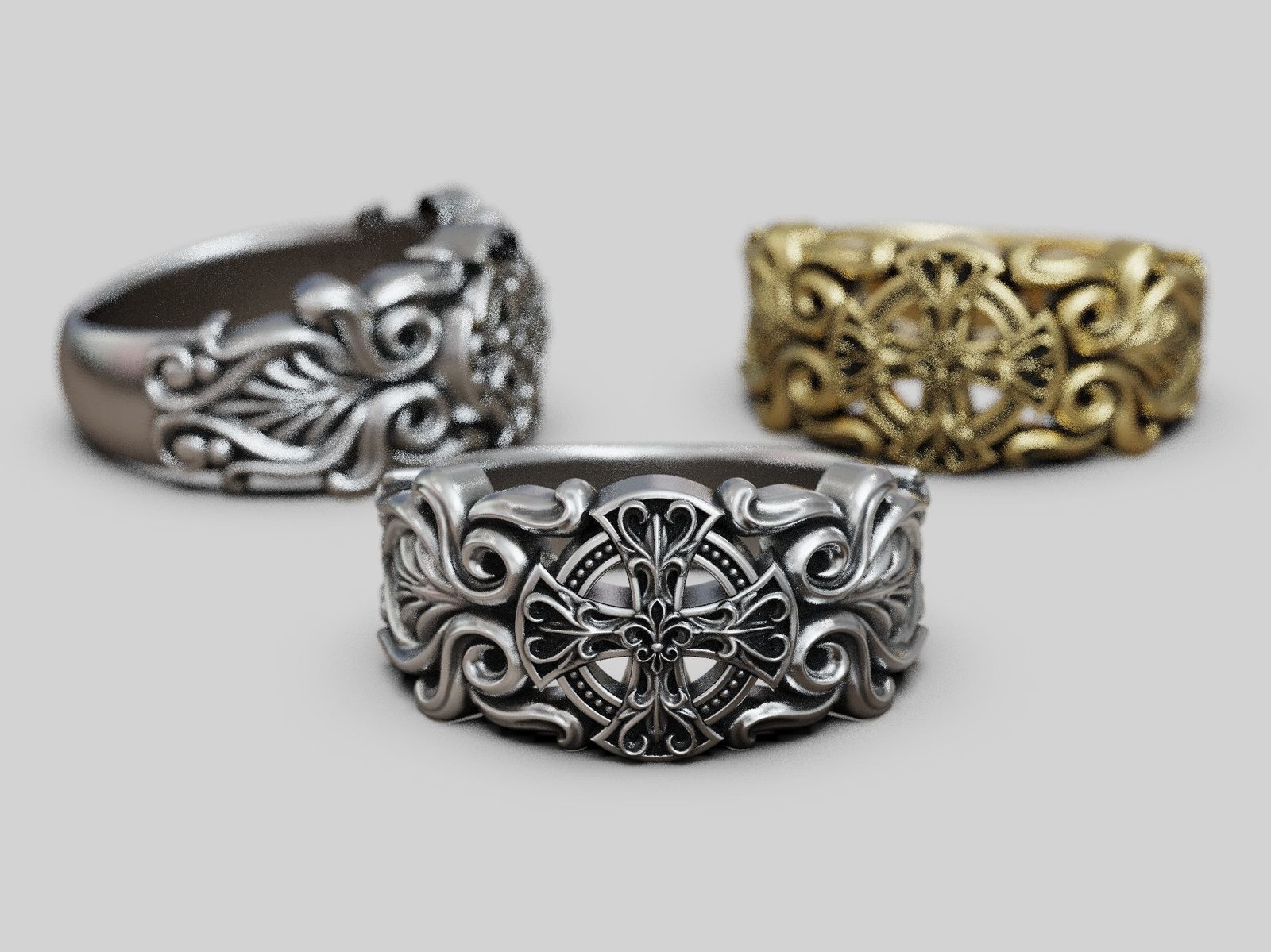 Baroque 925 Sterling Silver ring Alisee cross - Image 3