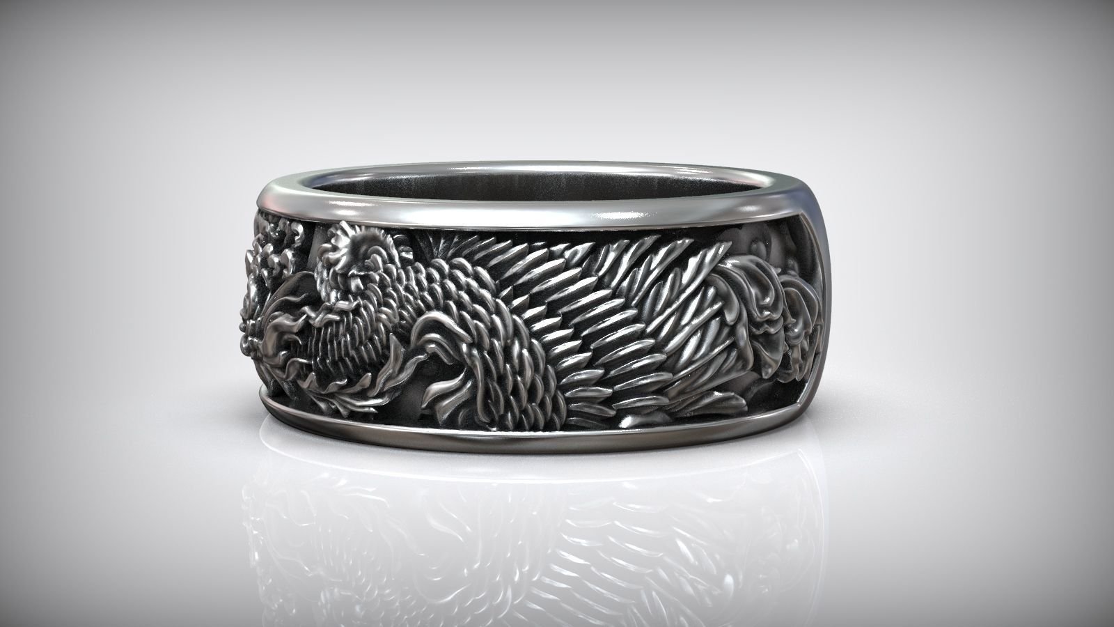 Basan Fire Bird Japanese Mythology Traditional Ornament 925 Sterling Silver Ring - Image 4