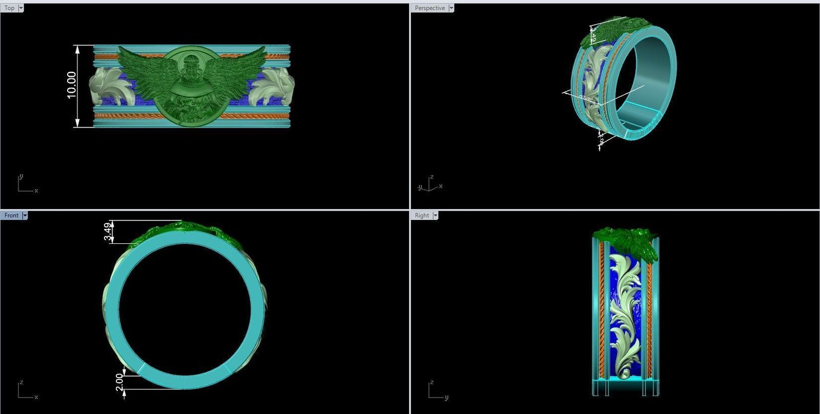 Benedictine Monk wings guns band 925 Sterling Silver ring - Image 7