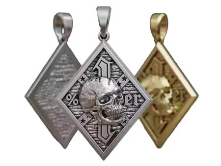 Biker 925 Sterling Silver pendant skull onepercenter
