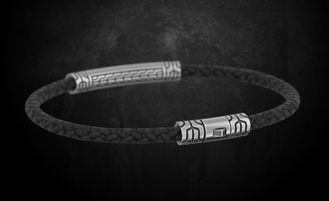 925 Sterling Silver Bracelet with skulls under the skin with a lock 157 - Image 3