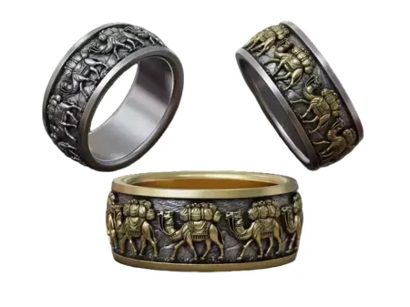 Camel Caravan Band 925 Sterling Silver Ring with Excellent Detailing