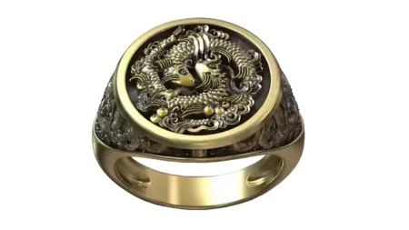 Chinese River Fish Traditional Pattern Man 925 Sterling Silver Ring