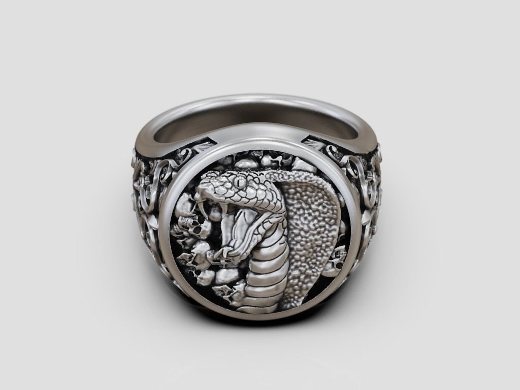 Cobra Skulls 925 Sterling Silver ring baroque pattern - Image 3