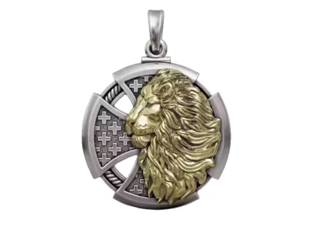Cross Lion 925 Sterling Silver pendant