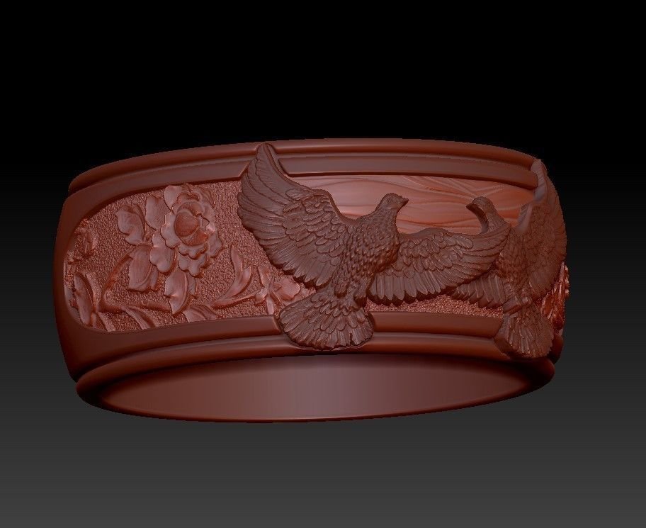 Doves band 925 Sterling Silver ring flowers - Image 6