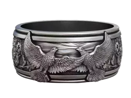 Doves band 925 Sterling Silver ring flowers