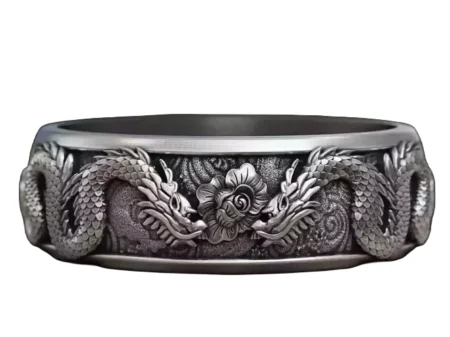 Dragons flower oriental band 925 Sterling Silver ring