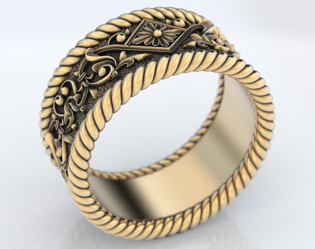 Engagement 925 Sterling Silver ring with patterns and rope 382 - Image 10