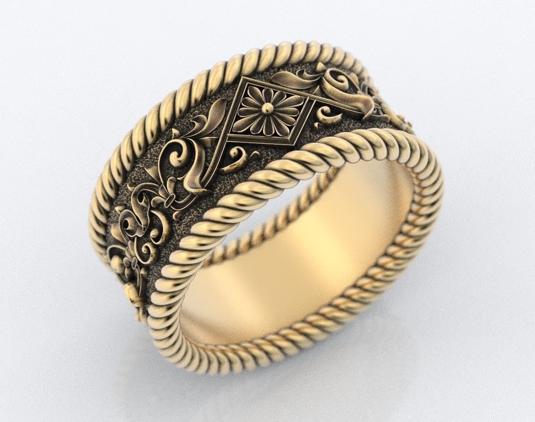 Engagement 925 Sterling Silver ring with patterns and rope 382 - Image 9
