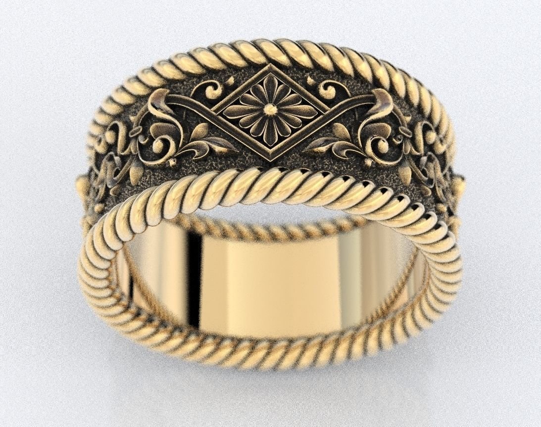 Engagement 925 Sterling Silver ring with patterns and rope 382 - Image 4