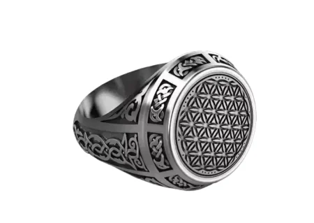 Retro Pattern 925 Sterling Silver Ring for Mens