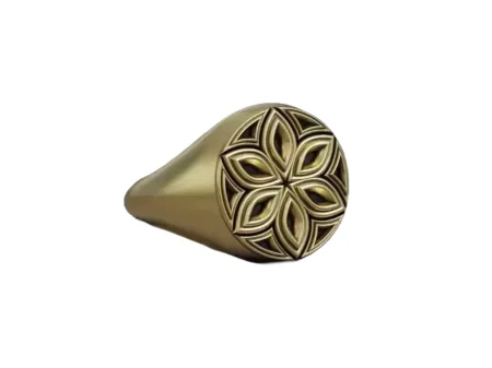 Geometric Flower Signet 925 Sterling Silver Ring