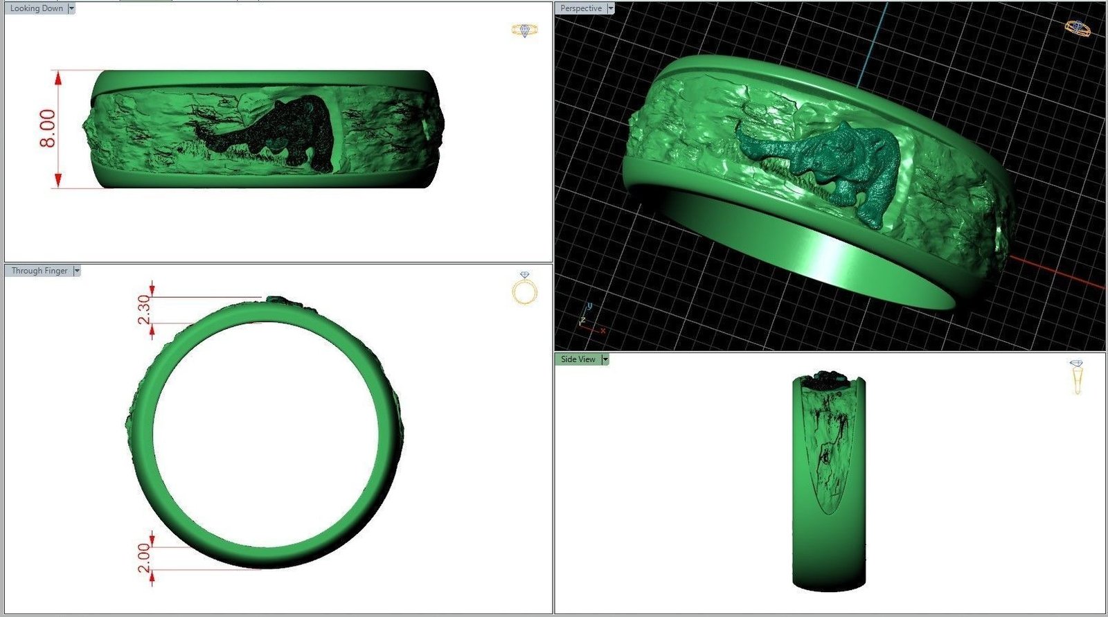 Gold Tiger Oxidized Silver Wedding Band - Image 8