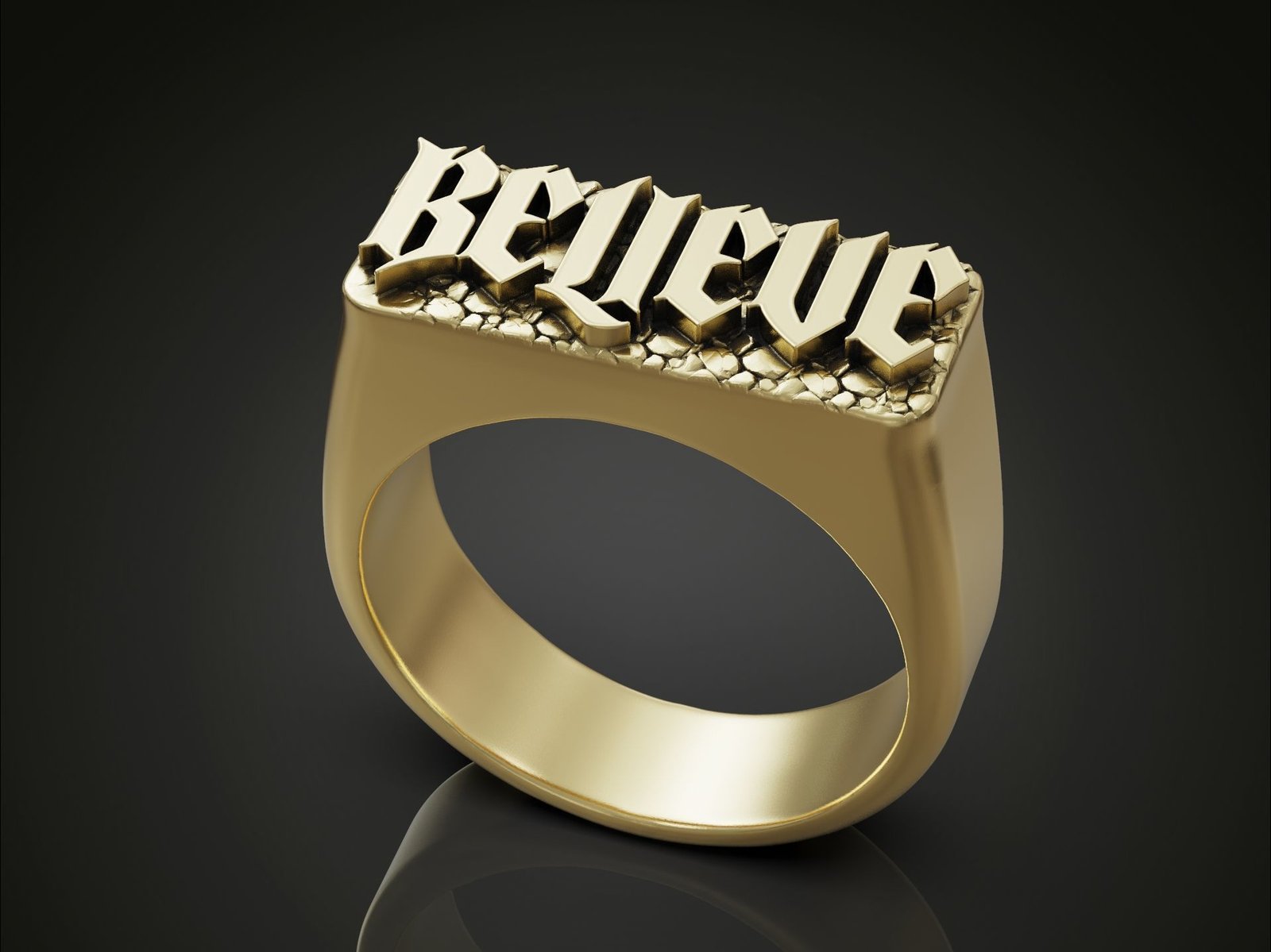 Gothic BELIEVE 925 Sterling Silver Ring - Statement Jewelry - Image 2