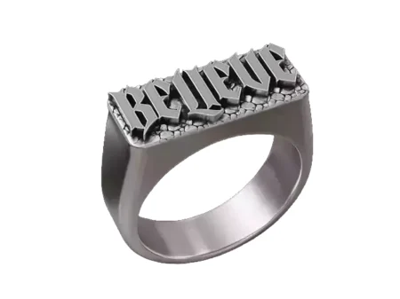 Gothic BELIEVE 925 Sterling Silver Ring - Statement Jewelry