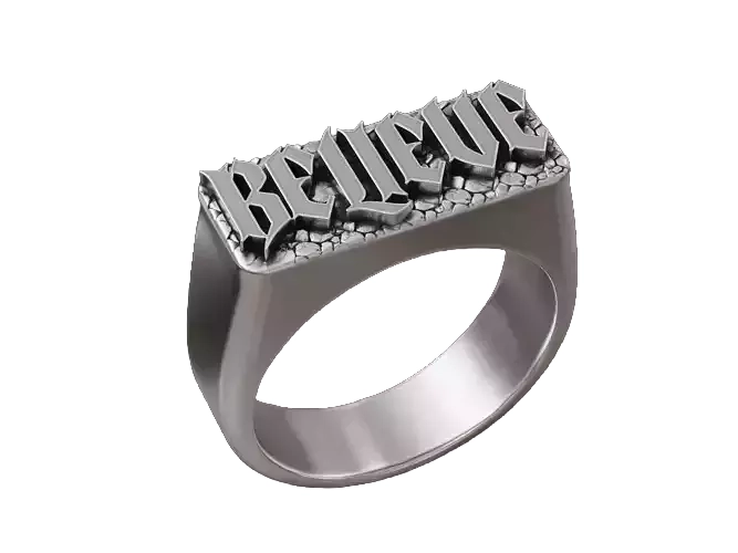 Gothic BELIEVE 925 Sterling Silver Ring - Statement Jewelry