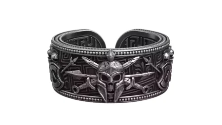 Greek Spartan Helmet Skull Head Adjustable Free Size 925 Sterling Silver Ring