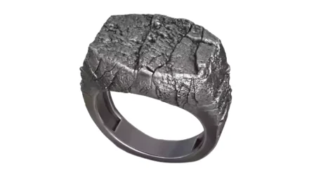Grunge Stone Rock Crack Silver Men Signet