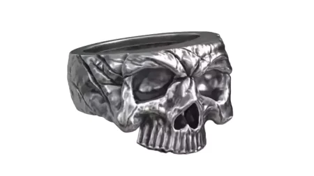 Half Skull Head Bones 925 Sterling Silver Ring