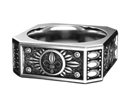 Heraldic lily 925 Sterling Silver ring 494