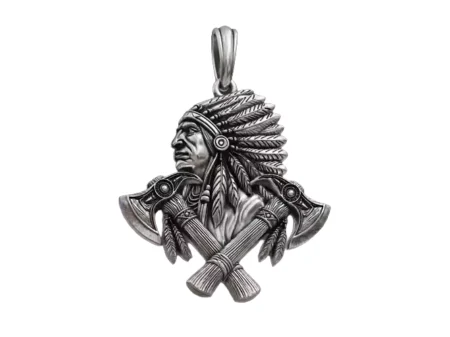 Indian Native American Chief Warrior 925 Sterling Silver Pendant