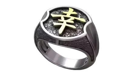 Japanes Hieroglyph Happiness Sterling Silver Signet