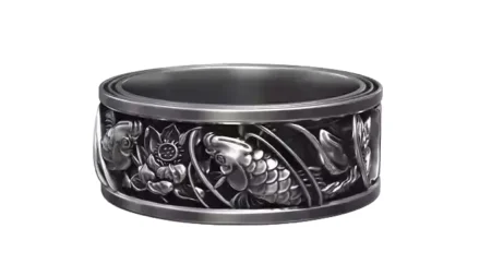 Japanese Carp Koi Fish Traditional Pattern 925 Sterling Silver Ring