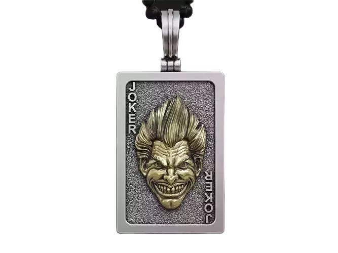 Joker playing card 925 Sterling Silver pendant trinket