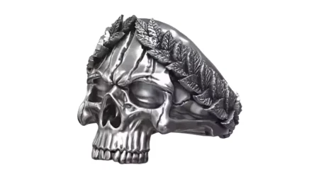 Laurel Wreath Skull 925 Sterling Silver Ring