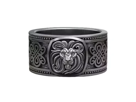 Lion Face Band 925 Sterling Silver Ring