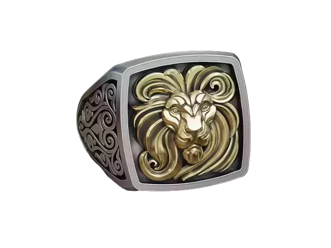Lion Head Signet 925 Sterling Silver Ring