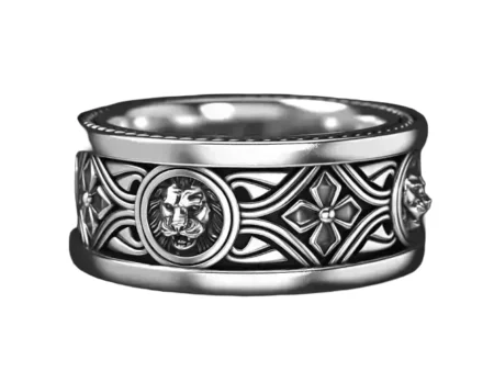 Lion 925 Sterling Silver ring with vintage patterns 768