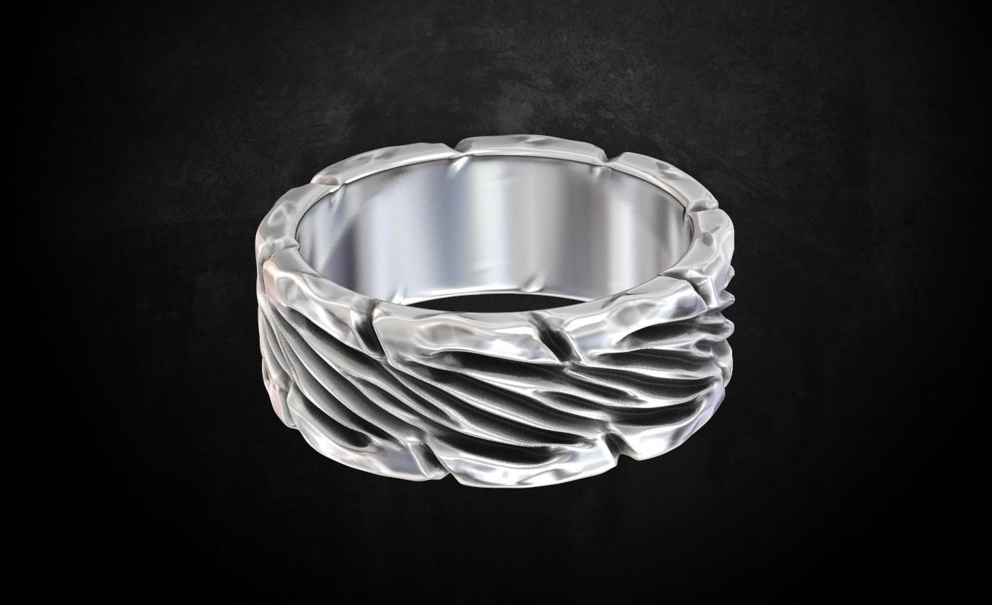 Male bark 925 Sterling Silver ring 120 - Image 3