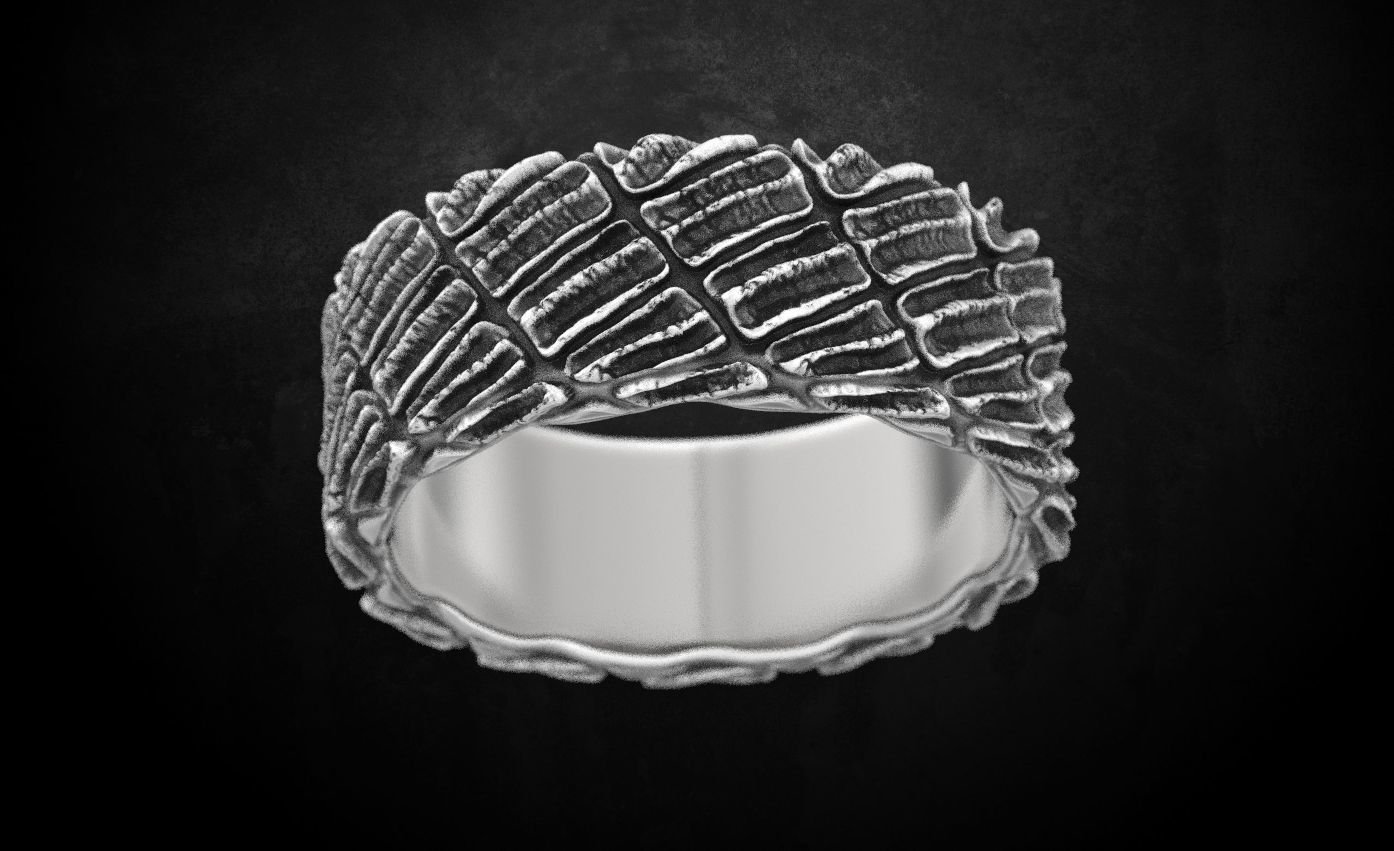 Many sizes 925 Sterling Silver Ring male crocodile skin 118 - Image 8