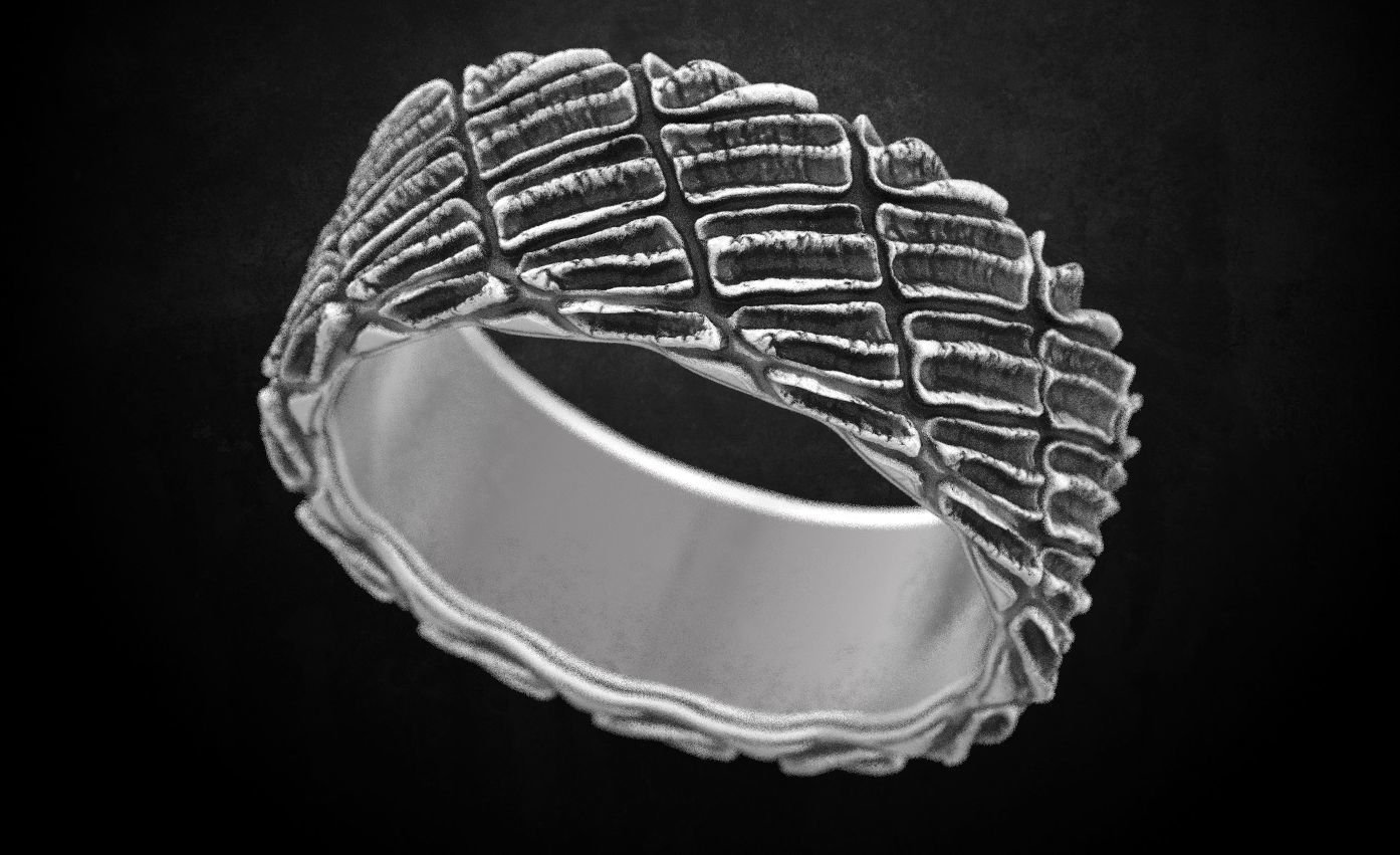 Many sizes 925 Sterling Silver Ring male crocodile skin 118 - Image 2