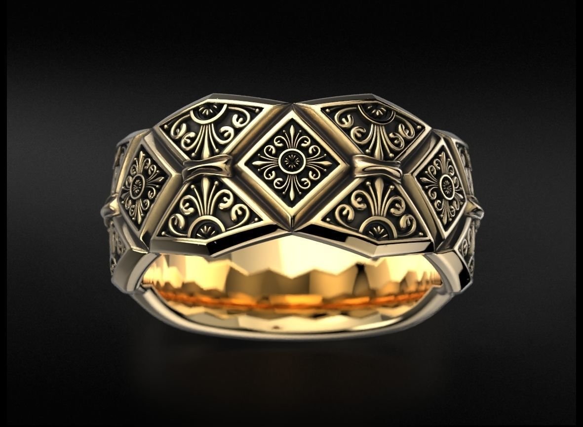 Massive 925 Sterling Silver ring with vintage patterns 734 - Image 3