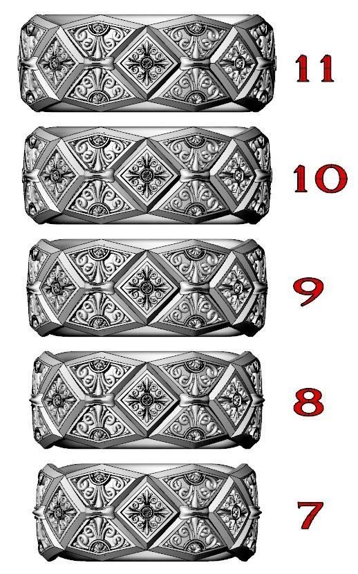 Massive 925 Sterling Silver ring with vintage patterns 734 - Image 4