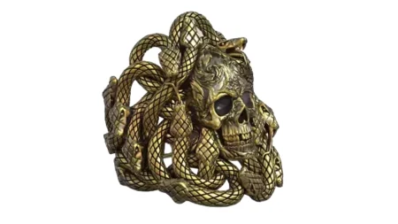 Medusa Gorgon Snakes Skull Head 925 Sterling Silver Ring