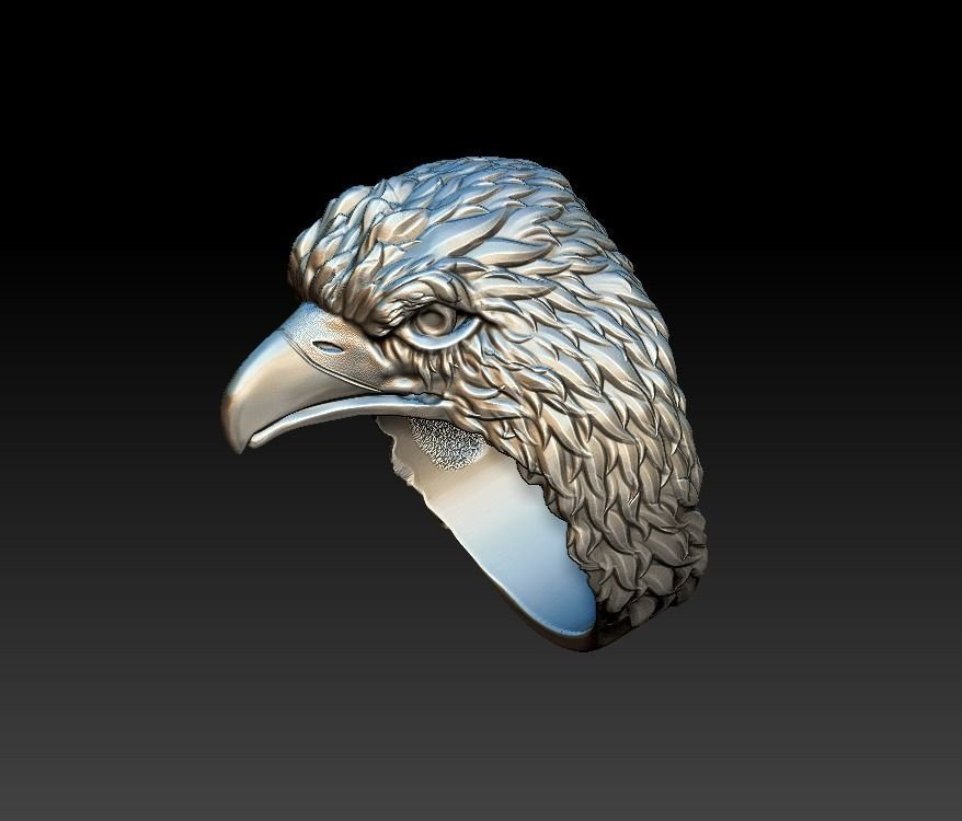 Mens 925 Sterling Silver ring eagle hawk falcon head - Image 5