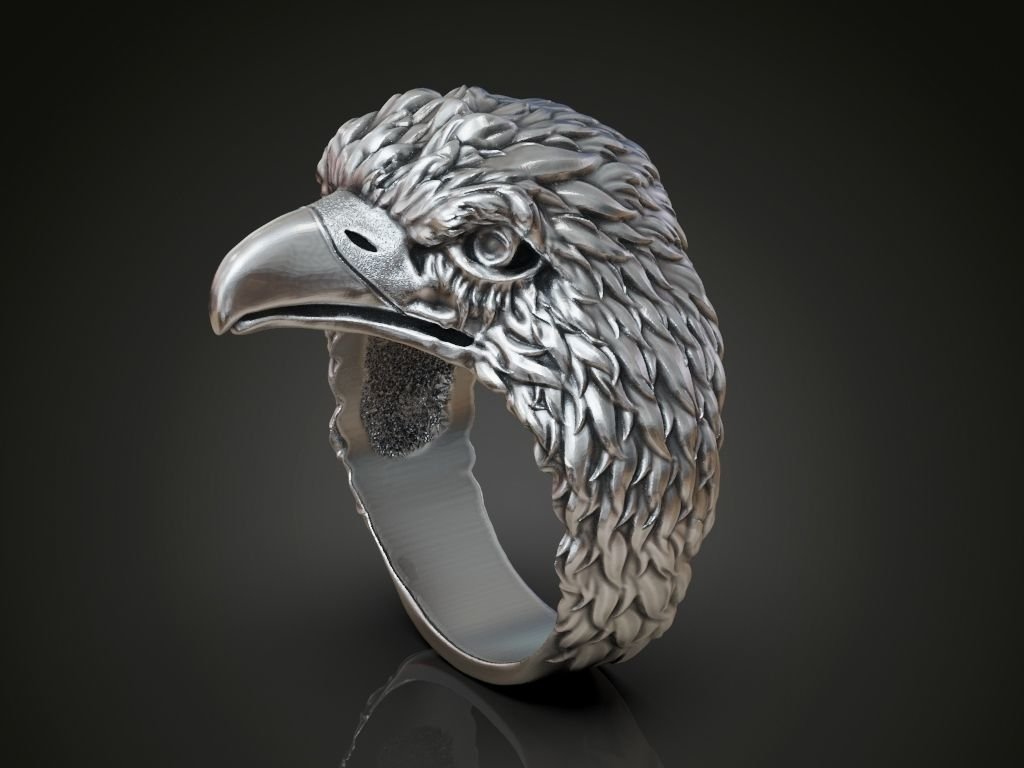Mens 925 Sterling Silver ring eagle hawk falcon head - Image 3