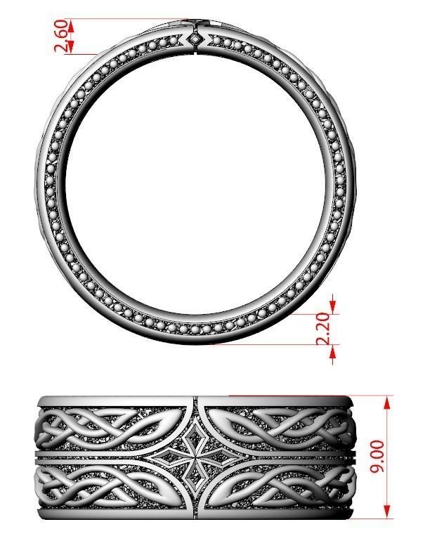 Mens 925 Sterling Silver ring in silver with patterns and a cross 776 - Image 12