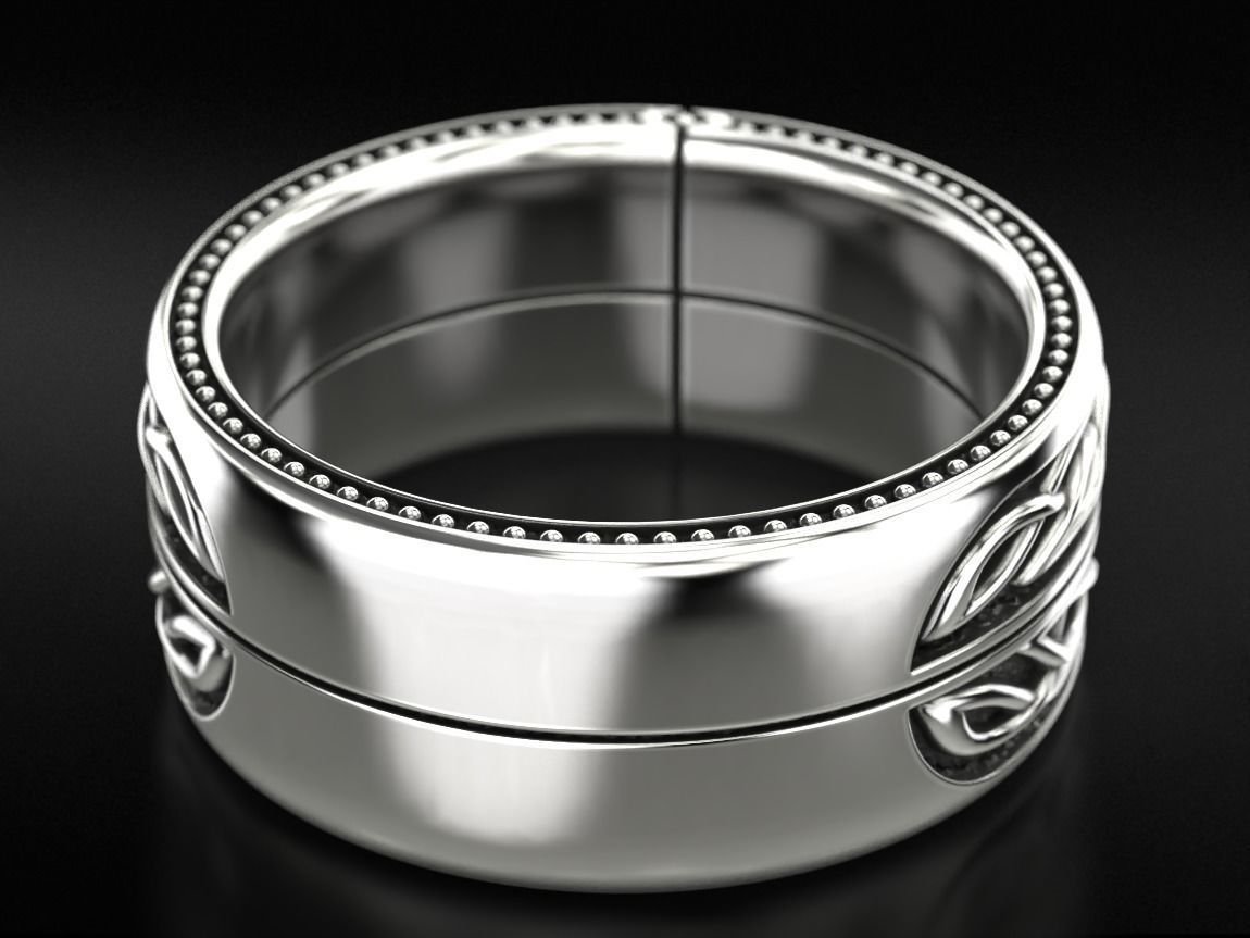 Mens 925 Sterling Silver ring in silver with patterns and a cross 776 - Image 10