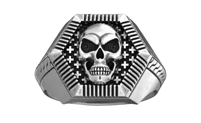 Mens 925 Sterling Silver ring with a skull in a new version 162