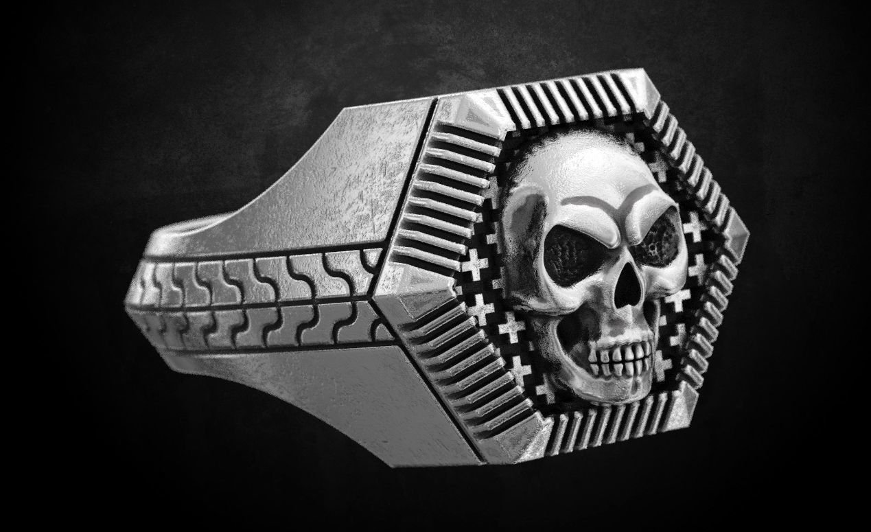 Mens 925 Sterling Silver ring with a skull in a new version 162 - Image 2