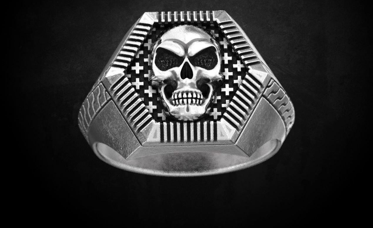 Mens 925 Sterling Silver ring with a skull in a new version 162 - Image 4