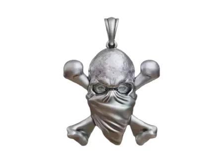 Mobb Face Bandana Skull Bones 925 Sterling Silver Pendant